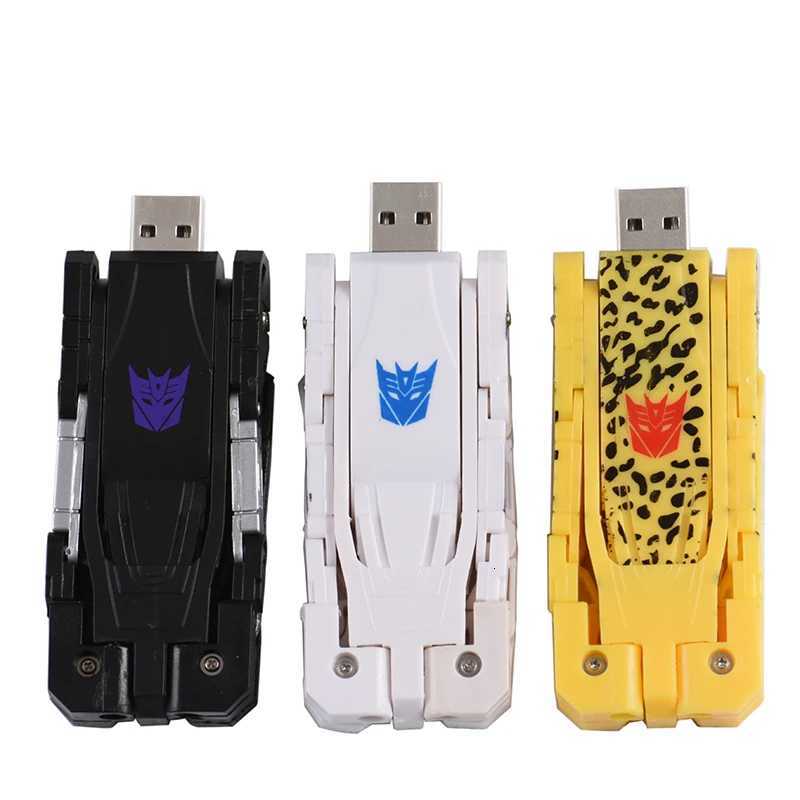 Transfer Toy Style U Disk Cartoon Character USB 20 Flash Drive Pendrive 128GB 64GB 32GB Transformation Robot Gift C251209