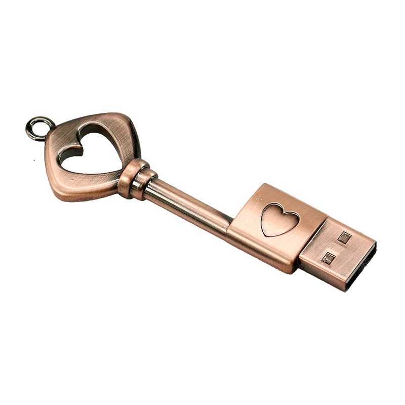 Metal Key USB Flash Drive 128GB Pen Drive 8GB 16GB 32GB 64GB Pendrive Metal Lock CLE USB 256G Memory Stick Storage Gift C251209
