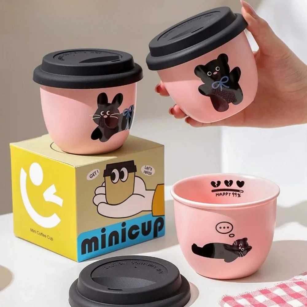 Cute and Portable Cup with Silicone Lid Hand-held Coffee Cup Girls Best Friend Water g Beautif Drinking Ceramic Cup H251209