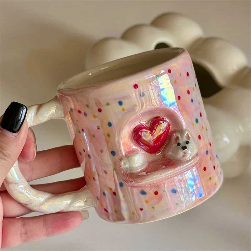 Puppy g Creative Cute Pearl Handmade Exquisite Coffee g Vintage High Appearance Ll Ceramic Cup Couple Coffee g H251209
