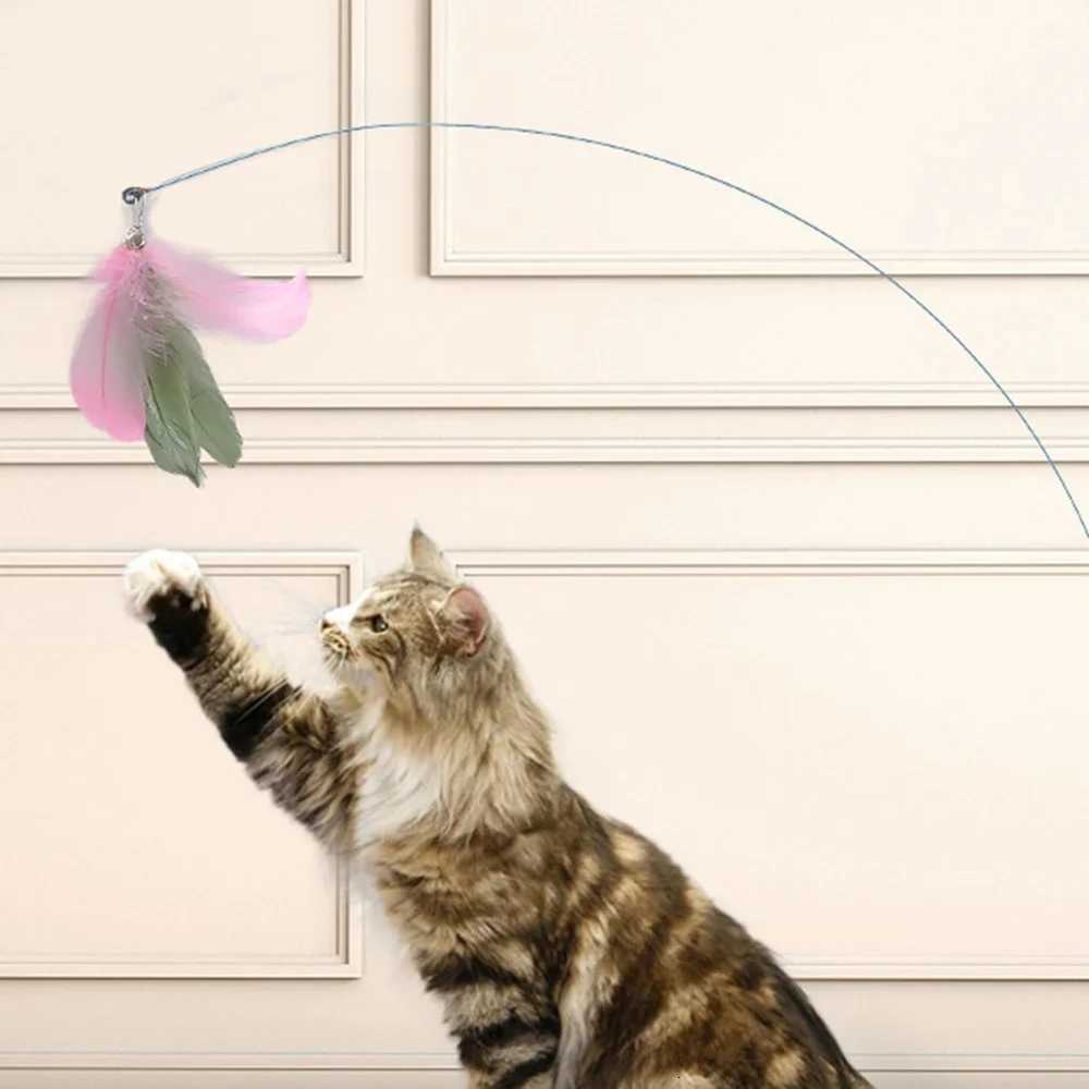 Cat Toy Sucker Feather Simulation Bird with Bell Funny Interactive Cat Stick Toy for Kitten Playing Teaser Wand Toy Pet Supplies M251209