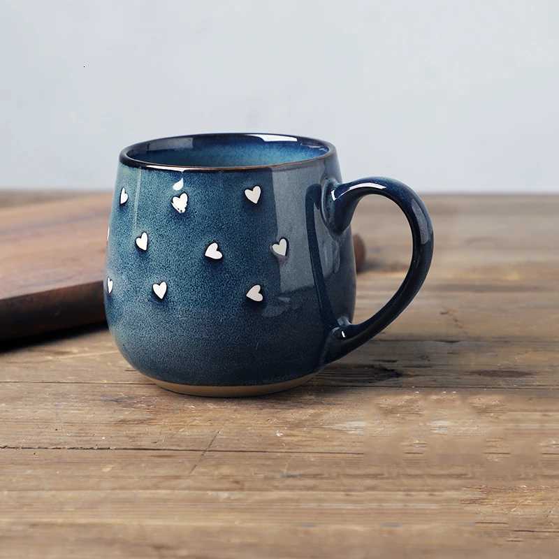 430ml Retro Hand Drawn Underglaze Ceramic g Love Pattern Kiln Transformation Gla Water Cup He Off Coffee Milk gs H251209