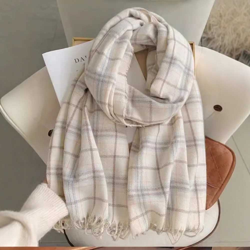 Luxury Winter Thick Warm Plaid Scarf Women Cashmere Shawl Wraps Pashmina Neckerchief Bufanda Female Rainbow Hairy Tessel Echarpe New Y251208