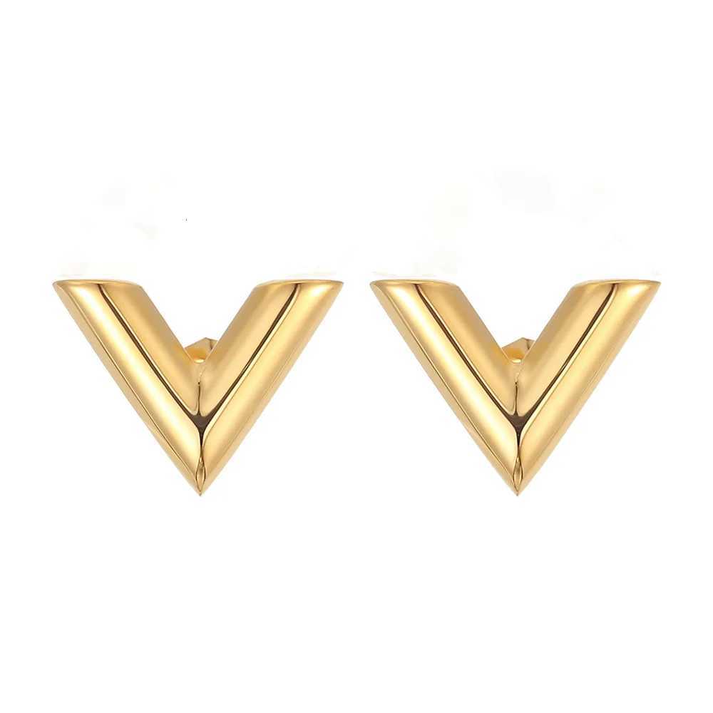Stainless Steel Women Gold Plated Letter V Stud Earrings Jewelry Gift For Him K251209 H260202