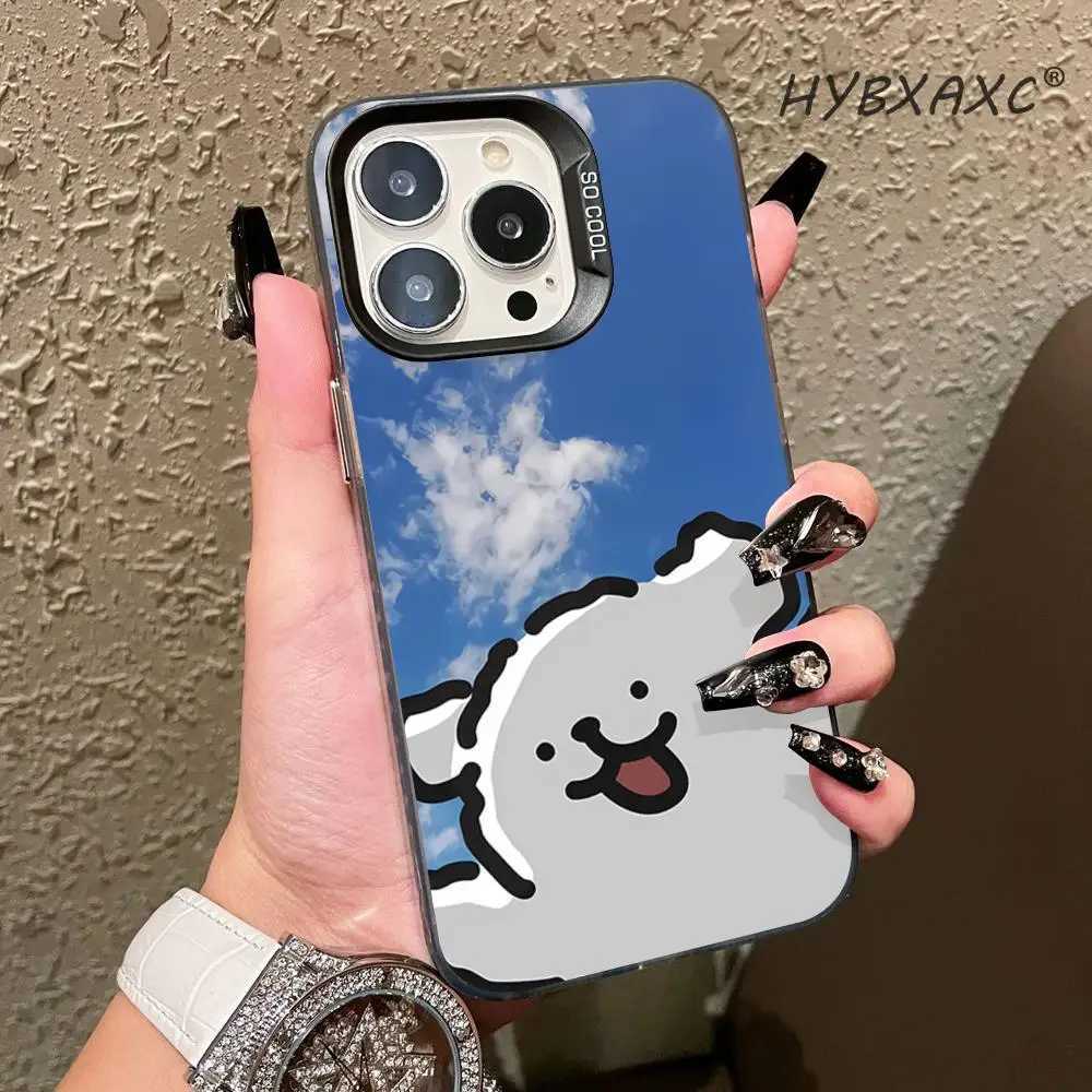 Line puppy Phone Case Colored Silvery Metal IMD FOR IPhone 15 14 11 12 Pro 13 16 Pro MAX XR XS or Matte Cover C251209