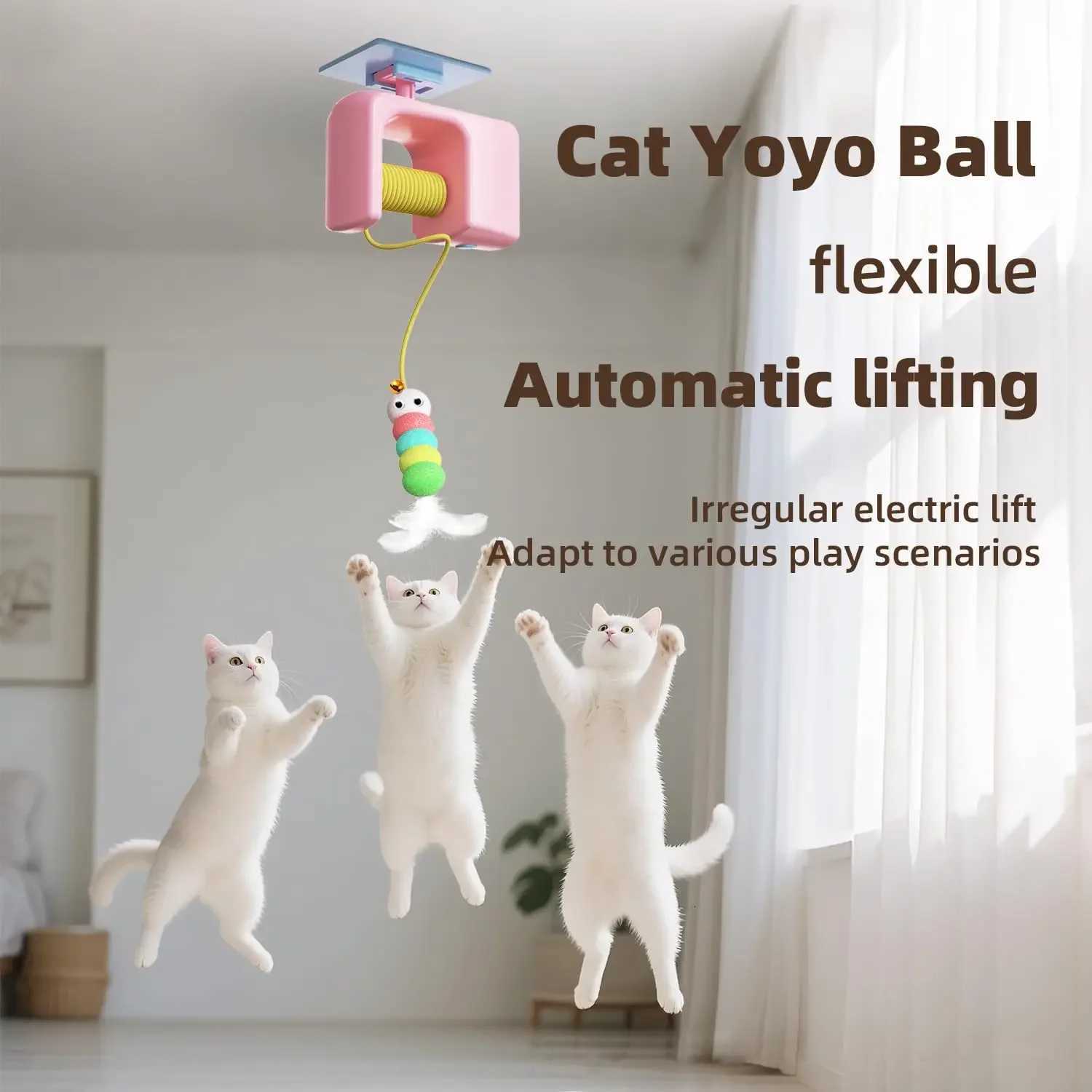 Hanging door-style cat toy self-play boredom toy swing hanging elastic feather bell teaser wand cat teasing toy M251209