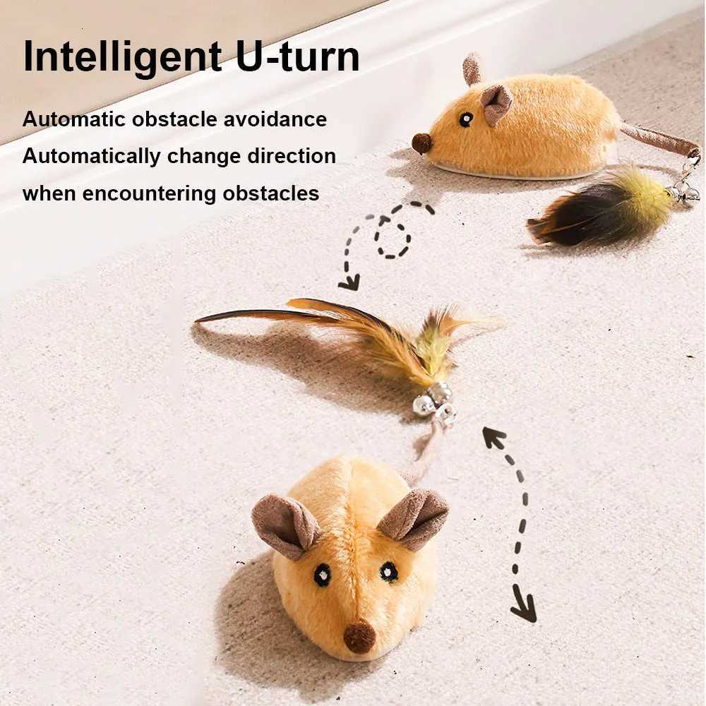 Cat Mouse Interactive Plush Toys Pet Moving Mice Toy LED Glow Electric Telecontrol Auto Rechargeable For Indoor Cats M251209