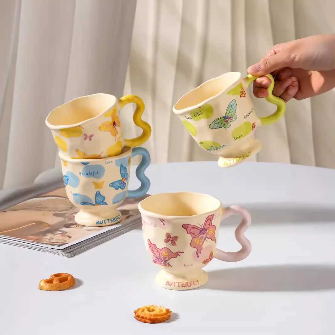 Creative Cartoon g Ceramic High Beauty Girl Breakfast Cup with Hand Gift Couple Coffee Cup Heat-resistant H251209