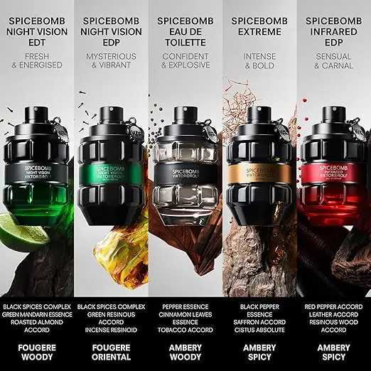 ViktorRolf Spicebomb Nightvision Eau De Toilette Clido Picante Fresco Colonia Para Hombre Con Notas Bergamota Ctrica EspeciasT251209