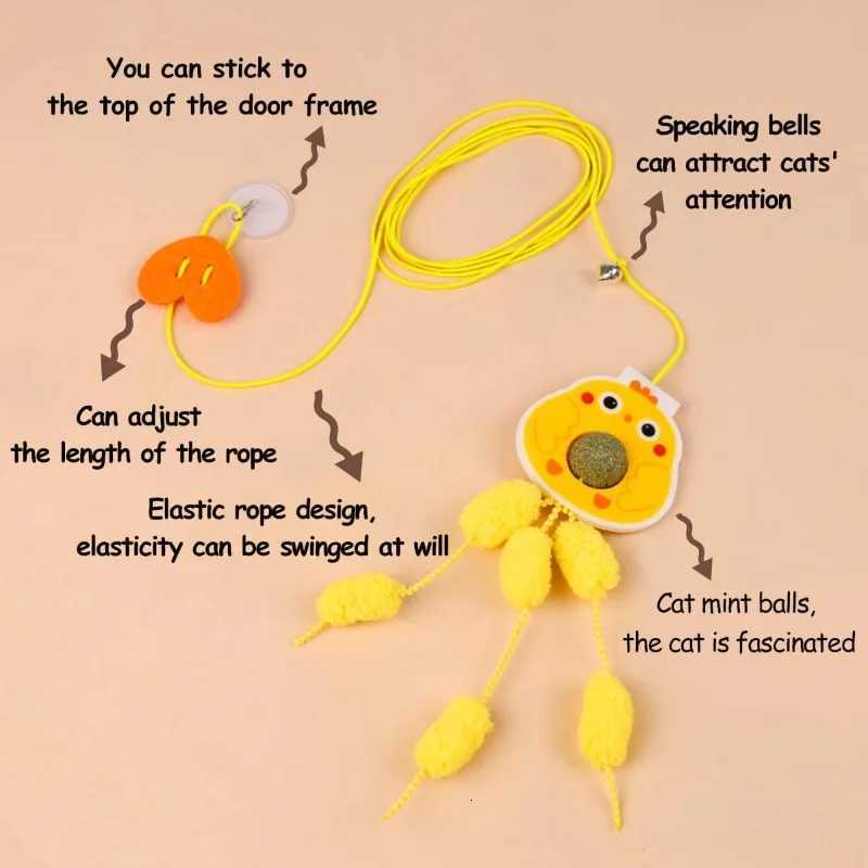 New Interactive Toy with Elastic Cat Catching Rope and Retractable Door Hanging for Cats To Exercise Indoors M251209