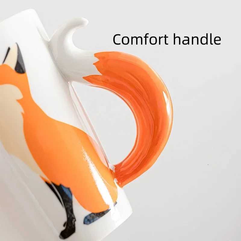 360ML Ceramic Fox g Creative Fox Tail Water Cup Cartoon Coffee Tea Milk Cups Off g Gift He Decor Accessories H251209
