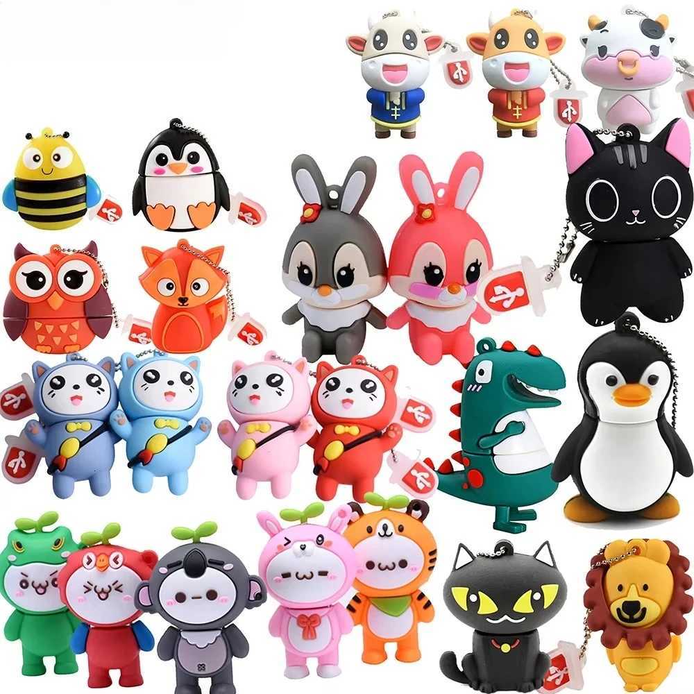 Cute Cartoon USB Flash Drive 64GB Cartoon Pen Drive 32GB Red Keyless Chain Memory Stick 16GB Storage Dev White Pendrive C251209