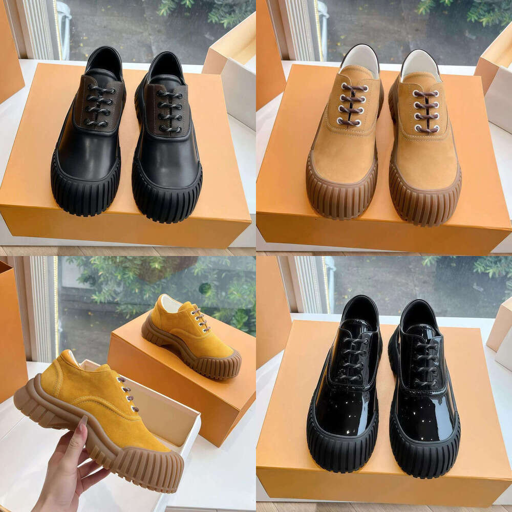 womens Lace-Up Dress slip on Flat genuine leather Boat Shoes Black brown apricot Designer shoe woman Luxury ruby mary jane top quality classic Platform Loafers