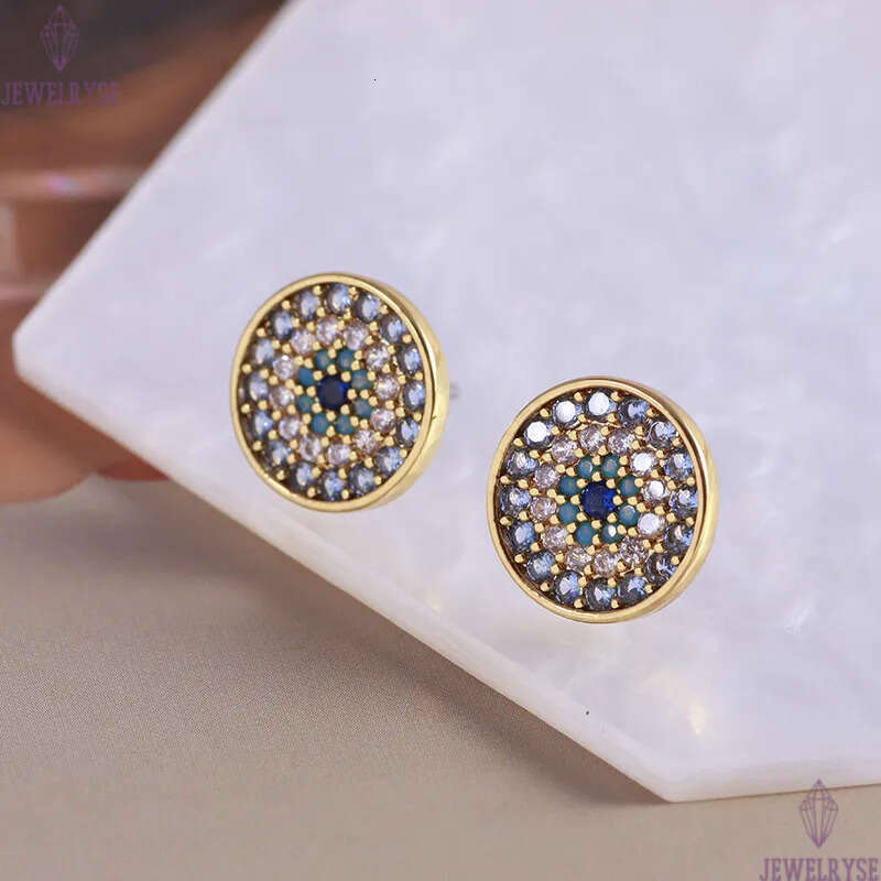2024 New fashion round evil eyes designer earrings for women colorful diamond cz zircon geometry classic luxury aretes brincos numbers earring ear rin
