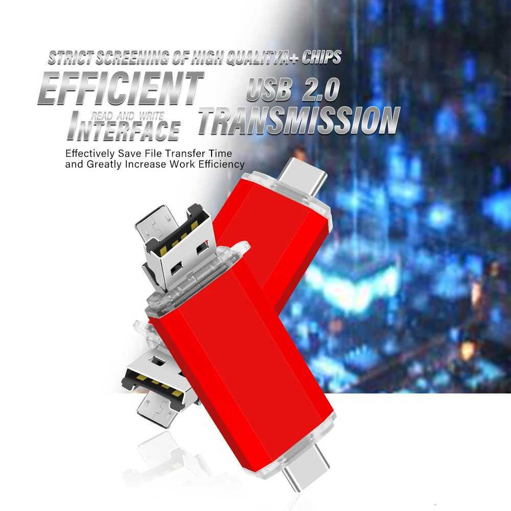 3 IN 1 High Speed OTG USB Flash Drive TYPE C Pen Drive 64GB 32GB 16GB 8GB Pendrive USB 20 Memory Stick For IPhone 15 USB Stick C251209