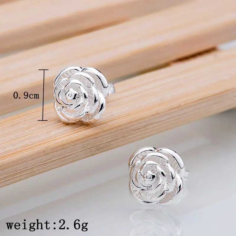 luxury Hot 925 Sterling Silver Pretty rose Flower stud Earrings for Women Fashion classic party wedding Jewelry Holiday gifts K251209 H260129