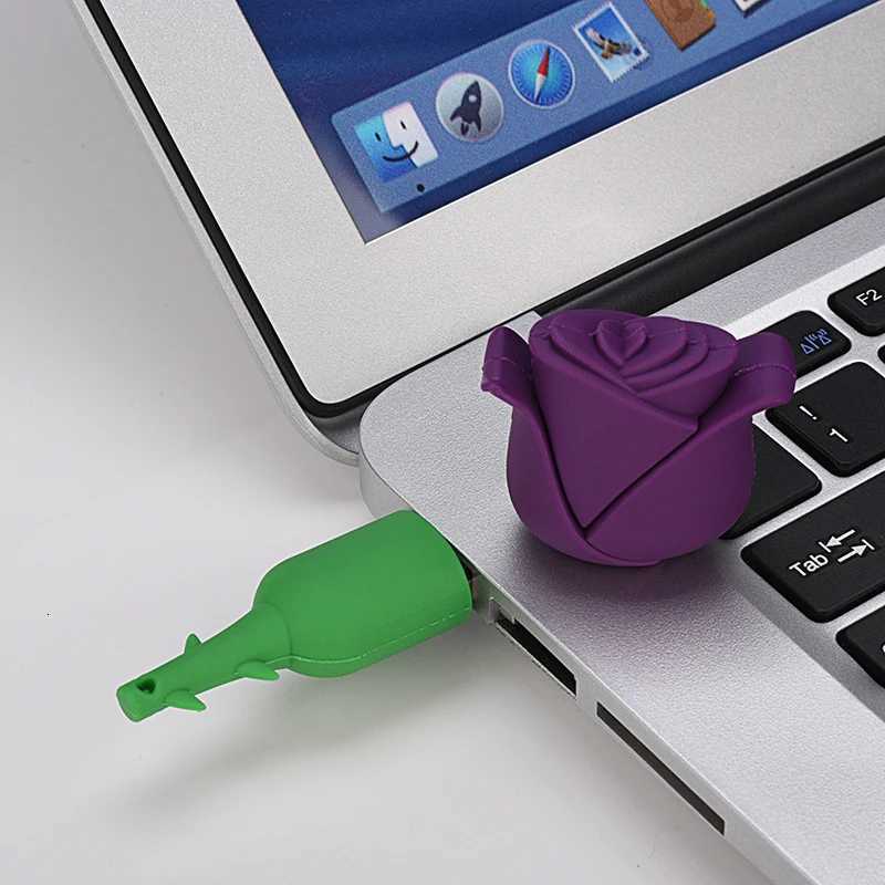Pendrive Rose USB Flash Drive 32GB 16GB Lovely Cartoon 64GB Pen Drive 8GB 4GB 128MB Memory Stick USB 20 Gift C251209