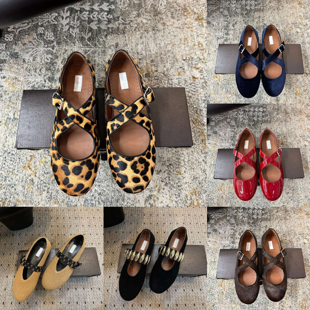 designer shoe woman Luxury ala Marry Jane Ballet Flat Shoes CRISS CROSS round toe buckle strap flat Elegant velvet dress Patent leather ballet shoes Casual loafers