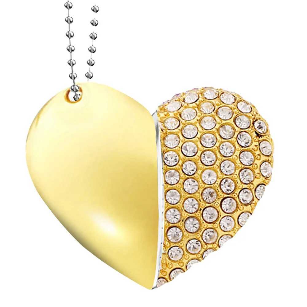 Love Necklace USB 30 Flash Drive 64GB Gifts Pen Drive 32GB Golden Memory Stick Green Silver e U Disk 16G C251209