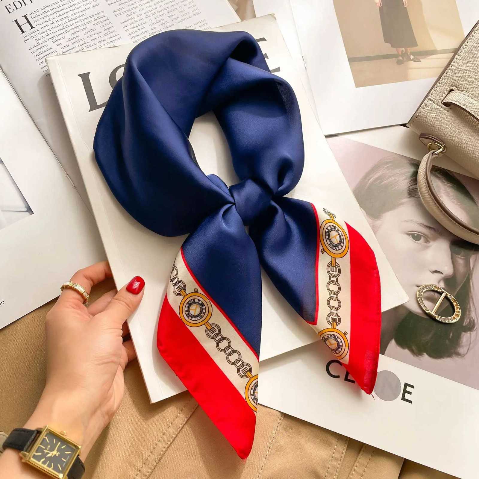 Luxury Luxury Design Silk Shawl Square Scarf For Women Satin Hijab Fashion Wraps Neckerchief Female Hair Bands Ribbon Headband Bandana Y251208