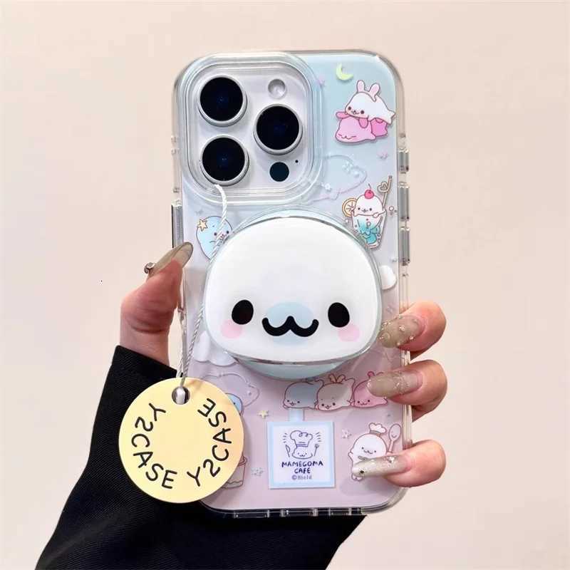 Magnetic attraction paintings gradient baby seal Phone case with magnetic bracket for iPhone 11 12 13 14 15 16 17 Pro max C251209