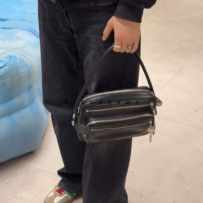 Real Leather Top Handle Unisex Shoulder Bag Strap Handbags Ziplock Travel Multi-compartment Motorcycle Totes Key Men Women Crossbody Pouch Underarm Ba