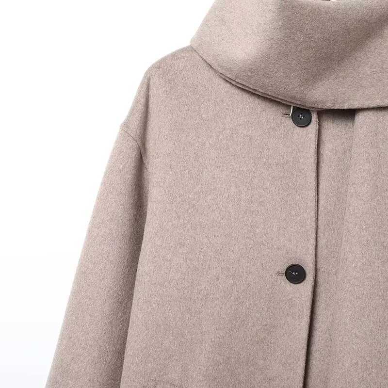 2025 New Autumn and Winter Womens Clothing European and American Fashion Wool Blended Scarf Short Coat Jacket G251209