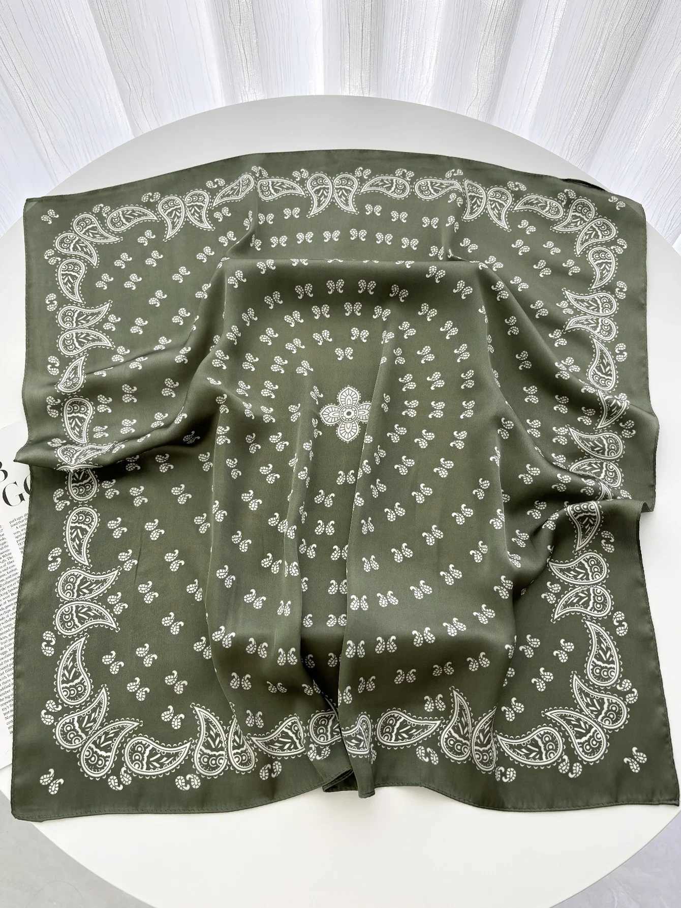 Luxury 70cm Womens Soft Satin Square Scarf Floral Print Wrap Foulard Handkerchief Bandanas Neck Hair Skinny Tie Scarves Shawls Y251208