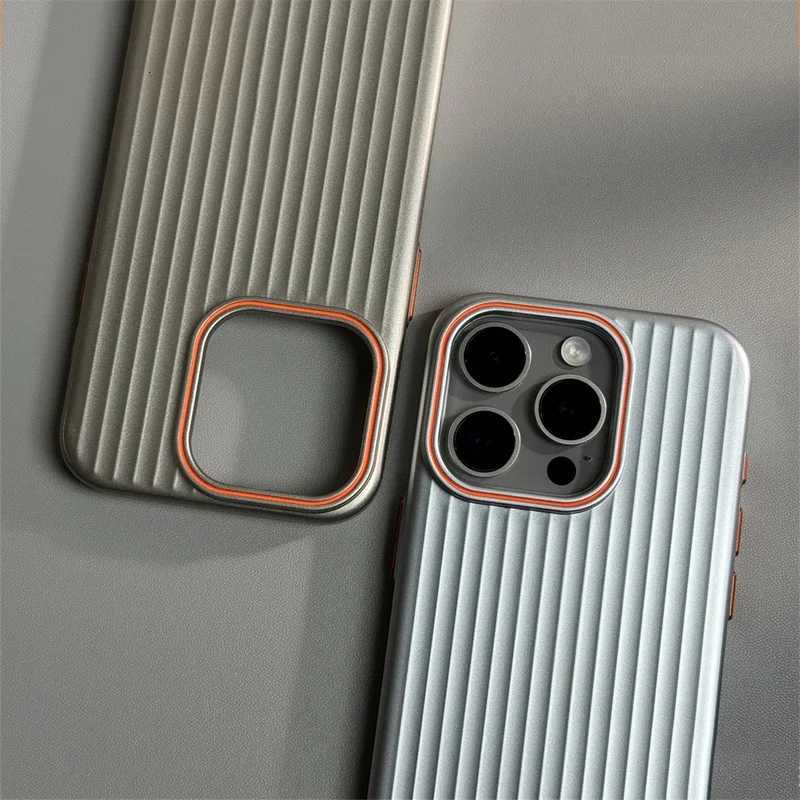 luxury Corrugated Matte Shockprof Case For iPhone 16 15 14 13 12 Pro Max Plus Plating Wave Non-slip Bumper Hard PC Cover C251209