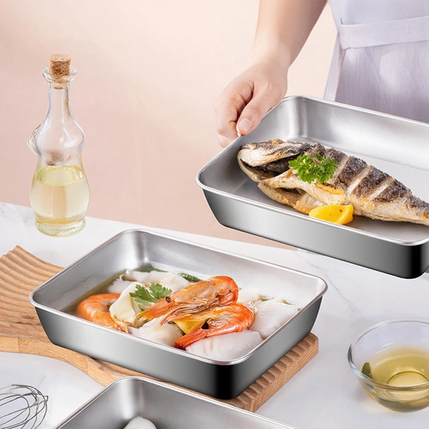 6pcs Stainless Steel Food Storage Container Large Capacity Suitable for Vegetables Fruits Fresh Meat and Various Foods 251204