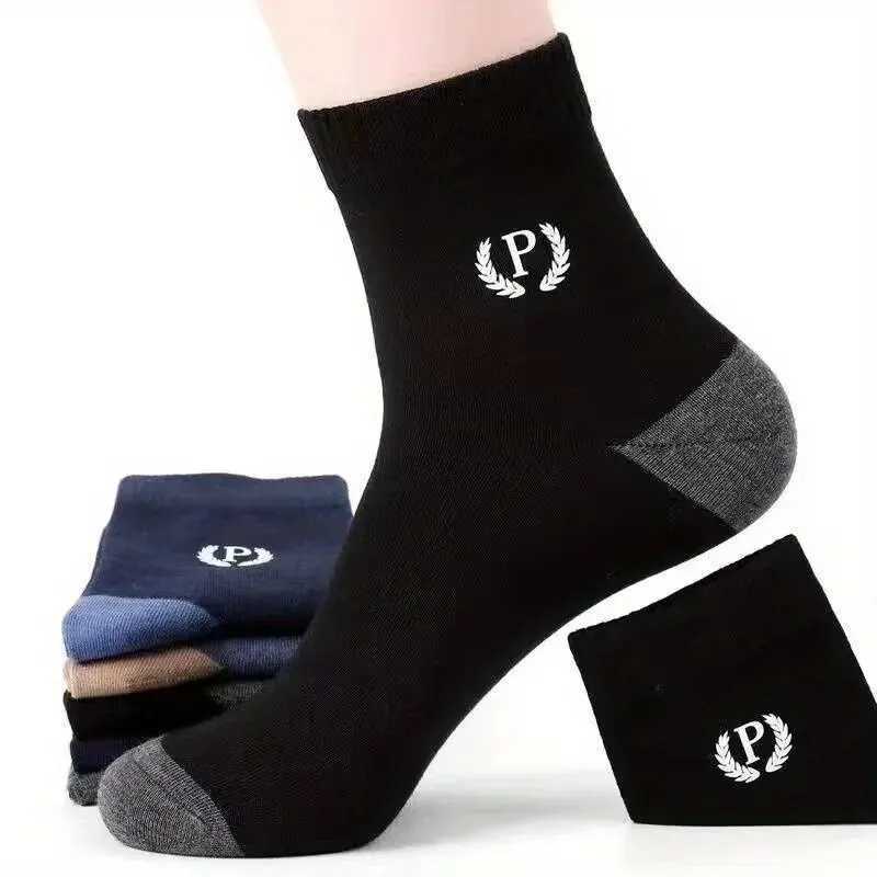 5 Pairs Of Mens Trendy Color Block Crew Socks Breathable Comfy Casual Unisex Socks For Mens Outdoor Wearing All Seasons WearT251209