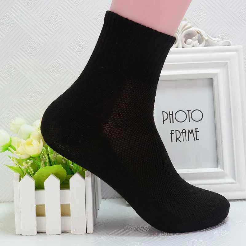 20pcs 10 Pairs Summer Mens Socks Mesh Breathable Business Cotton Male White Black Gray Fashion Casual SocksT251209