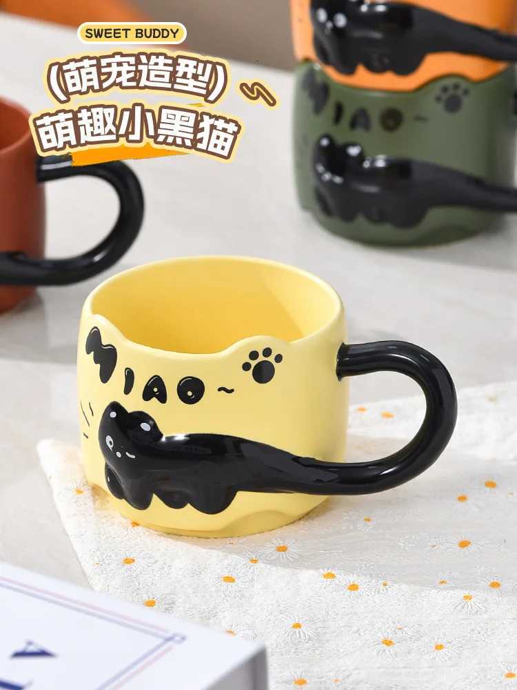 Creative Cartoon Cat g Personali Gift Breakfast Cups of Coffee Ceramic Coffee Cup gs Drinkware Cup for Tea Funny H251209