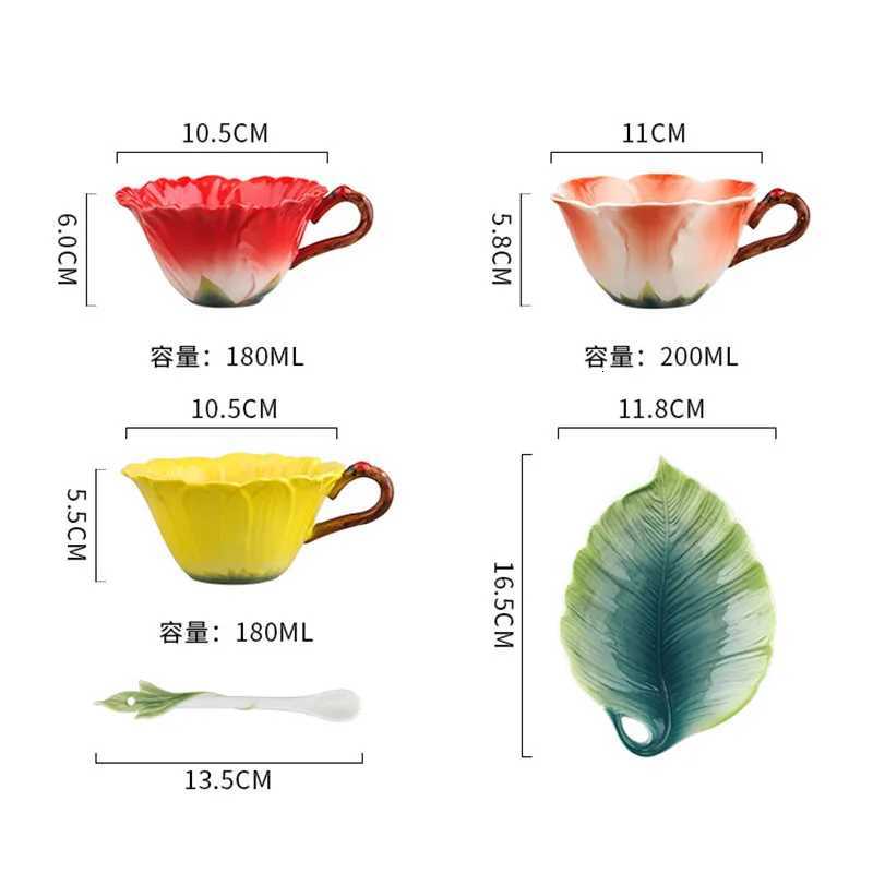 200ml Ceramic Coffee Cup Saucer Flower Type g Exquisite Afternoon Tea Latte Coffee Cup He Breakfast Milk g Birthday Gifts H251209