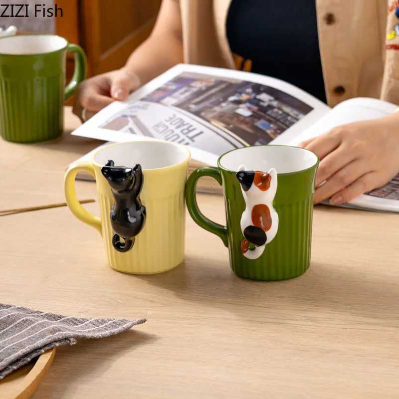 Cartoon Cute Cat Ceramic g Creative Off Water Cup He Breakfast Milk Cup Couple Afternoon Tea Coffee Cup Friend Gift H251209