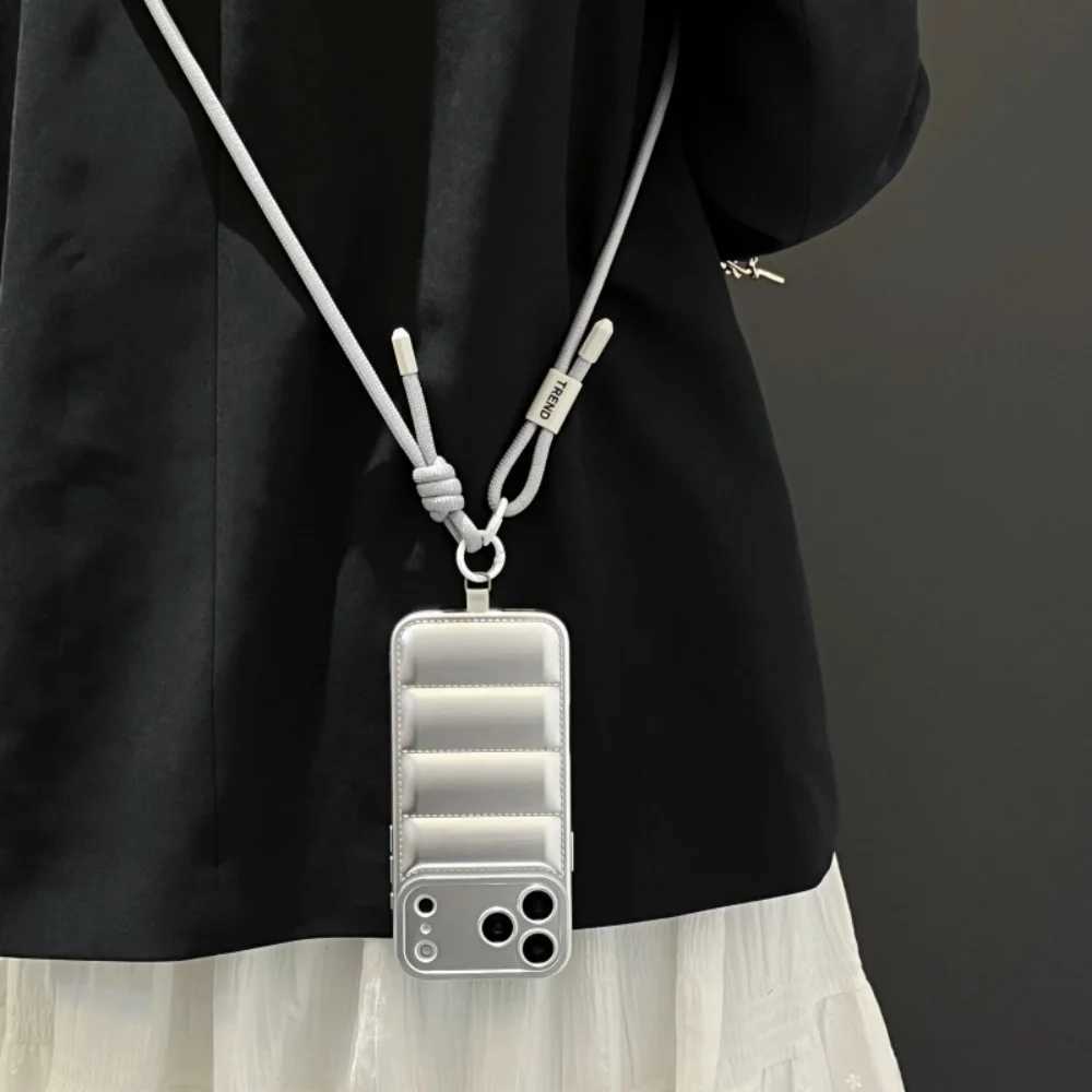 luxury Fashion Lanyard Crossbody Case for iPhone 17 16 15 Pro Max 14 Plus 13 12 11 Air X Xr Xs Long Strap Solid Color Cover C251209