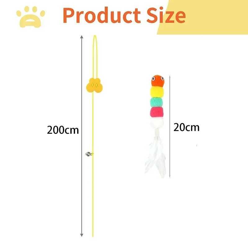Telescopic Rainbow Hanging Cat Toy with Bell Auto Swing Feather Teaser for Self Playing Kittens Indoor Exercise Durable Bite Pro M251209
