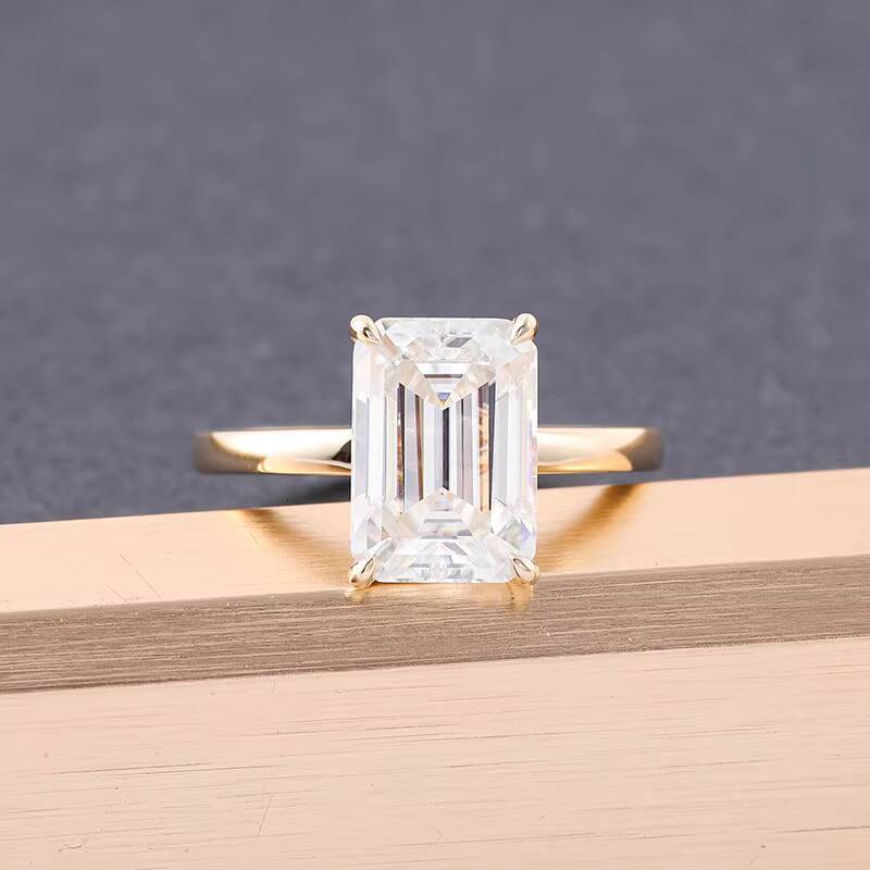 Wholesale Jewelry 3ct Emerald Cut 14k Yellow Gold Jewelry for Women Wedding Bands Lab Diamond Rings Lab Grown Diamond Gold Ring
