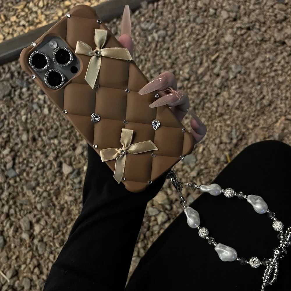 Luxury Designer Glitter Bow Matte Cover for iPhone 17 Pro Max 13 14 11 12 15 Stylish Strap Phone Cover for iPhone 16 Pro 17 Air C251209