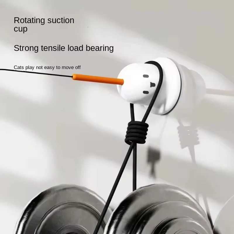 Cat Toy Teaser Rod with Suction Cup Self - entertaining Feather Pet Toy with Bell Long Pole Interactive and Bite - Resistant M251209