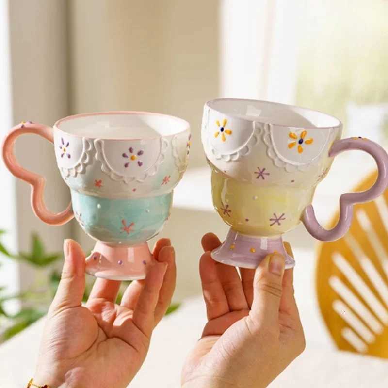 3D Coffee Cups Kawaii Ceramic gs Breakfast Fruit Milk Cups Hand Painted Dessert g He Decoration Kitchen Accessories H251209