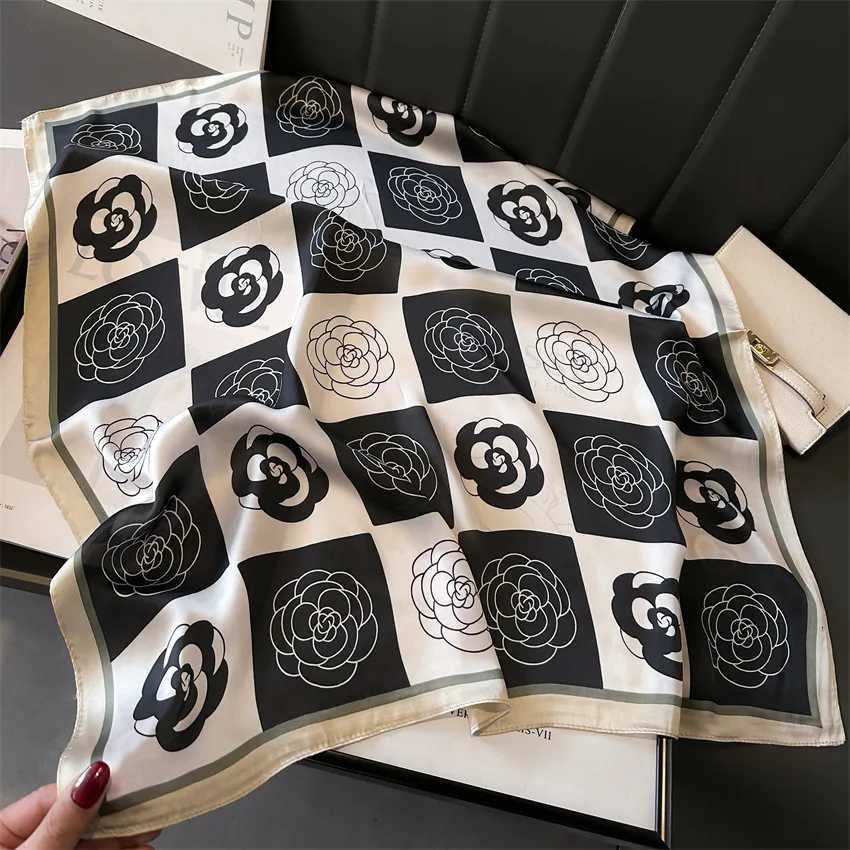 Luxury Luxury Silk Scarfs Square Scarf Korean Fashion Kerchief Popular Silk Scarves Bandanna Wraps Scarf Decoration Shawl 7070CM Y251208