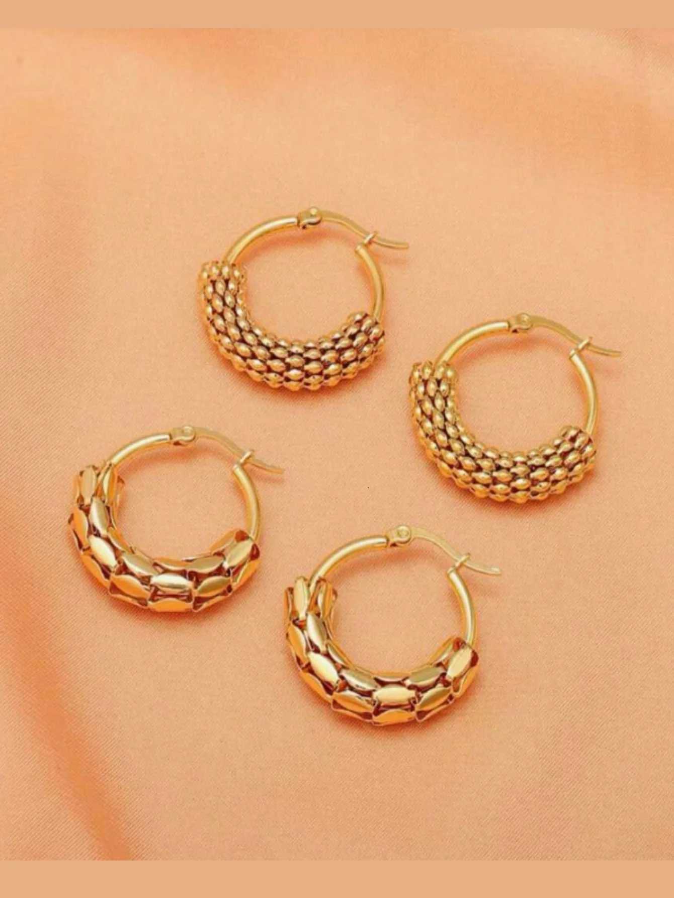 18K Gold for Unique Large Hoops Earring Thick Hoop Chunky Earrings For Women Elegant Gifts K251209 H260202