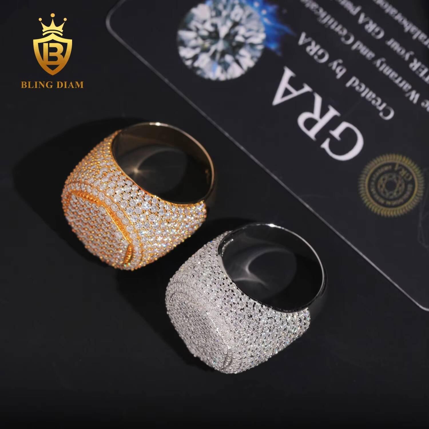 New Fashion Hot Selling Pass Diamond Tester GRA Certificate Sterling Silver 925 Iced Out Ring Mens Moissanite Hip Hop Ring