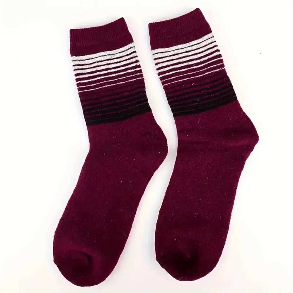 5/10 Pairs Men Fashionable Striped Pattern WoolSocks Warm Winter Mid Length Socks Thickening Soft Cold-resistant Men Boots SocksT251209