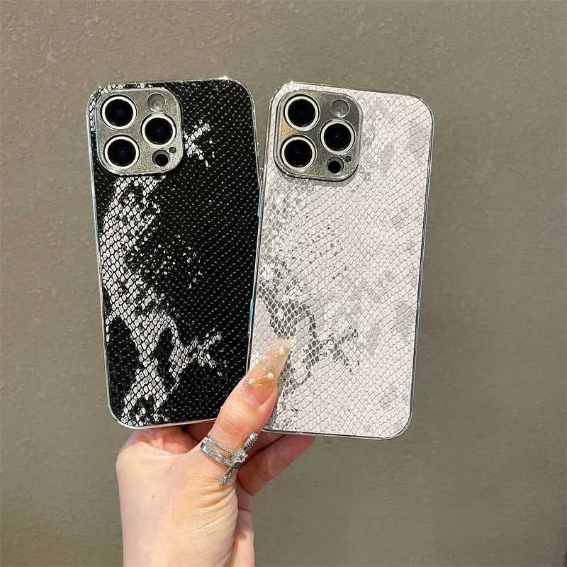 2 IN 1 Luxury Plating Imitation Snake Skin Pattern Texture Leather Phone Case For iPhone 16 15 14 Plus 13 Pro Max 16E Soft Cover C251209
