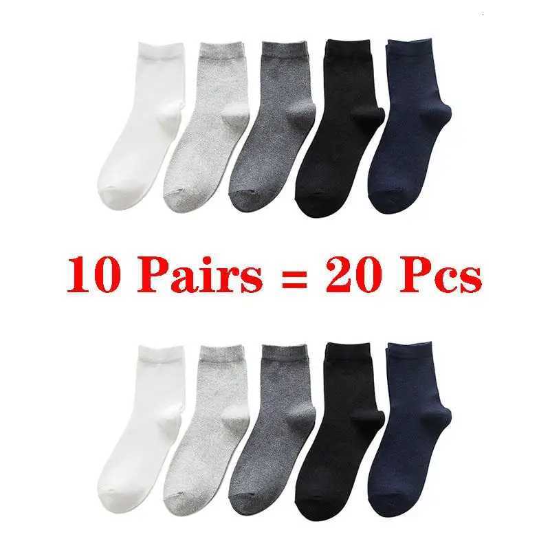 10 Pairs 20 Pcs Business Casual Cotton white Socks Men Spring Autumn Winter Solid Colors Crew Socks Male Breathable Socks MeiasT251209