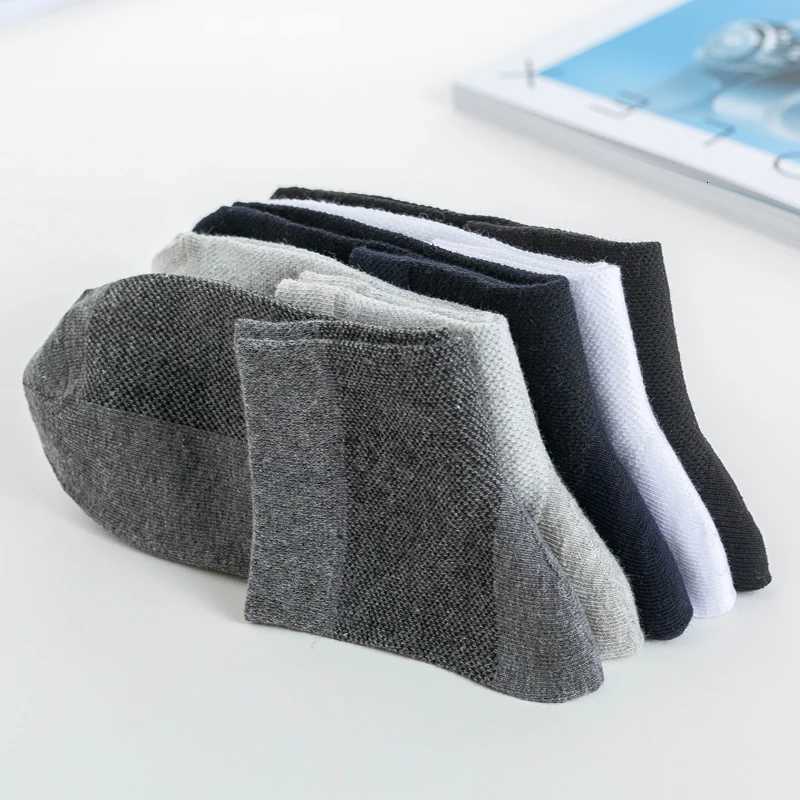5Pairs Men Mesh Socks Organic Cotton Breathable Black White Business Sock Casual Athletic Spring Summer for Male Size EUR38-45T251209