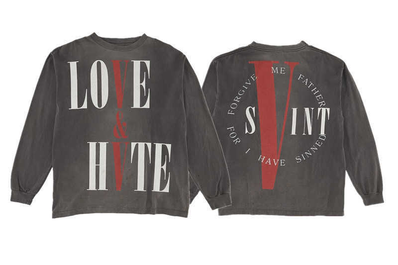 American-style street hip-hop washed vintage loose casual vintage long-sleeved T-shirt for men and women, a pair of thin-style hoodie for couples X241