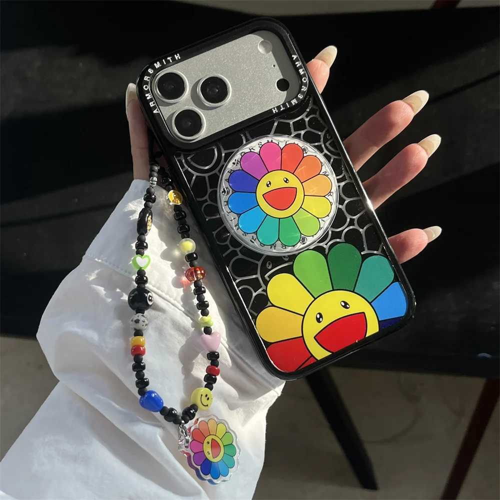Korean INS Cartoon Sun Cute Flowers For Stand Phone Case for iPhone 17 Air 17 Pro 11 12 13 14 15 16 Pro Max Plus 16E Cas C251209